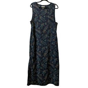 Christopher & Banks Womens A Line Jumper Dress Blue Green Floral Pocket Sz 12